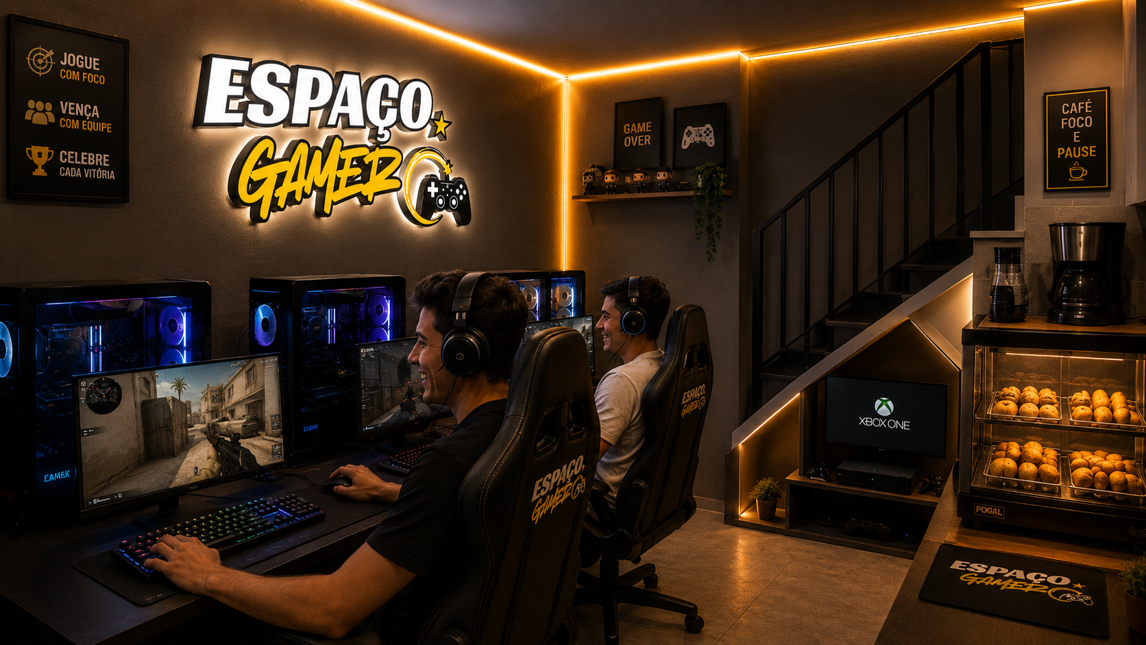 Área de jogos da Espaço Gamer